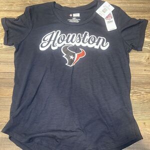 Houston Texans T Shirt Womens Large Apparel Short Sleeve Cuffed. Nwt. Z